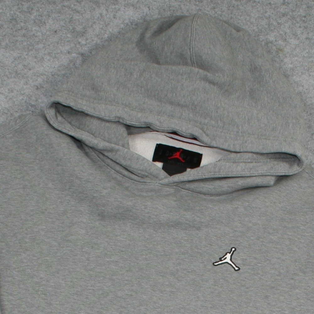 Jordan Mens Hoodie Large Gray Embroidered Jumpman Signature Pullover Fleece